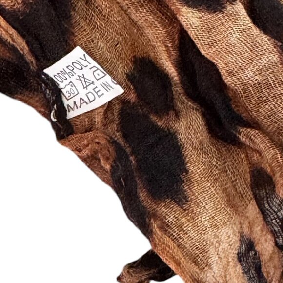 NEW Leopard Print Scarf Brown Black Crinkle Fabric Lightweight Animal Print - Picture 8 of 10